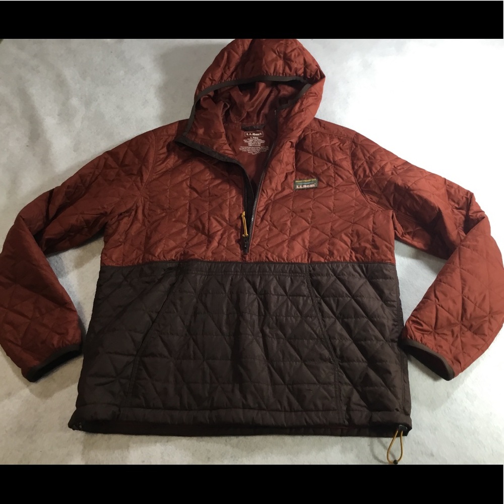 LLBean Mens Maroon Quarter Zip Jacket SZ L
